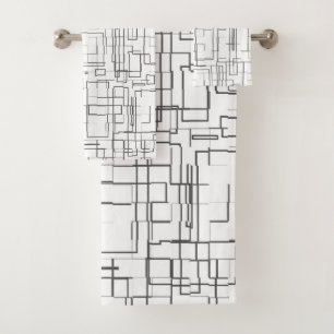 Stylish Black and White Pattern  Bath Towel Set
