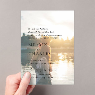 Stylish Black and White Photo Modern Wedding Acrylic Invitations