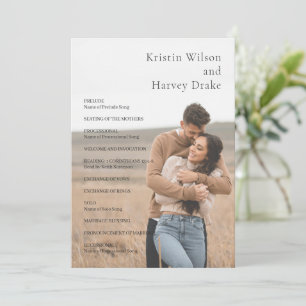 Stylish Black and White Photo Modern Wedding Programme
