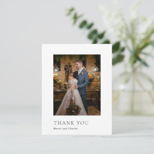 Stylish Black and White Photo Modern Wedding Thank You Card