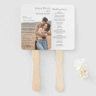 Stylish Black and White Photo Wedding Program Hand Fan