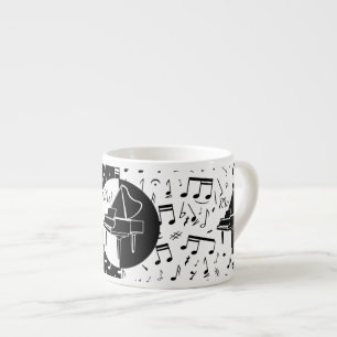 Stylish black and white Piano and music design Espresso Cup