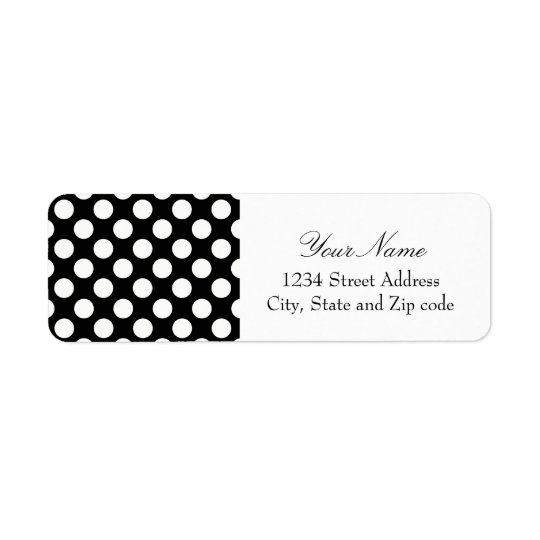 Stylish Black and White Polka Dots Pattern Return Address Label