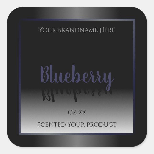 Stylish Black and White Product Labels Blue Frame (Front)