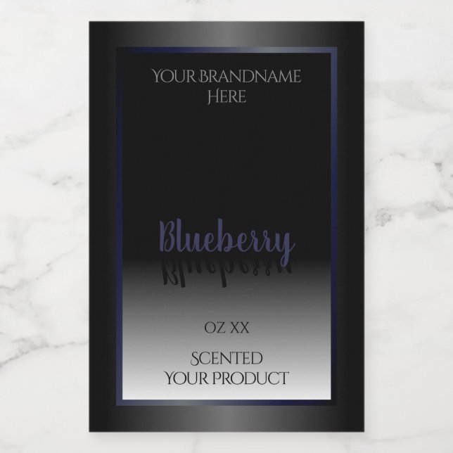Stylish Black and White Product Labels Blue Frame (Single Label)