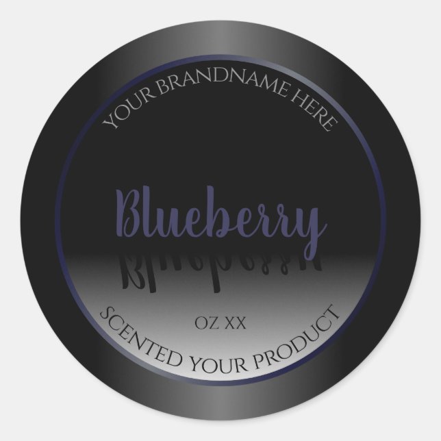 Stylish Black and White Product Labels Blue Frame (Front)
