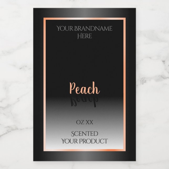 Stylish Black and White Product Labels Peach Frame (Single Label)