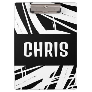 Stylish Black And White Retro Abstract Clipboard