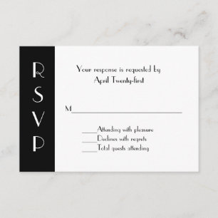 Stylish Black and White RSVP Response Card