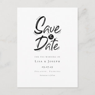 Stylish Black and White Save the Date Announcement Postcard