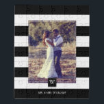 Stylish Black and White Stripes Monogrammed Jigsaw Puzzle<br><div class="desc">Personalised monogrammed photo design.</div>
