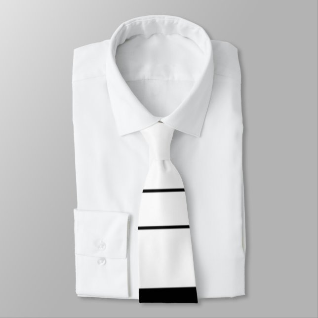 Stylish Black and White Stripes Tie (Tied)