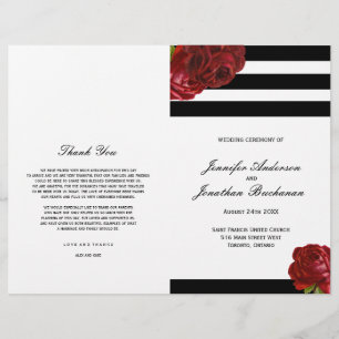 Stylish Black and White Stripes Wedding Programs