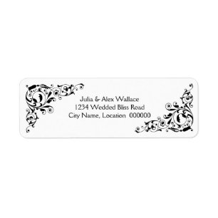 Stylish Black and White Swirls Customisable Labels