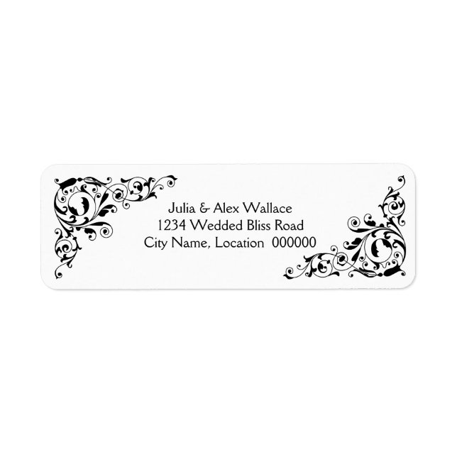Stylish Black and White Swirls Customisable Labels (Front)