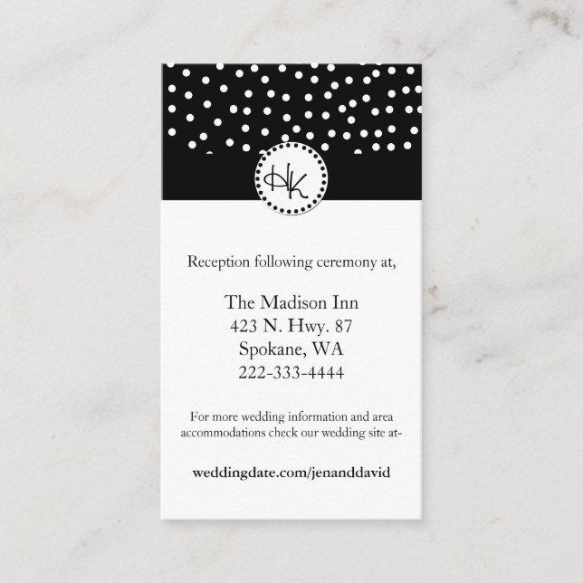 Stylish Black and White Wedding enclosure cards (Front)