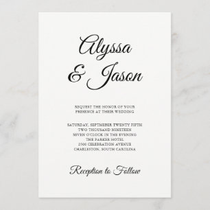 Stylish Black and White   Wedding Invitation