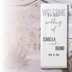 Stylish Black and White Wedding Welcome Retractable Banner