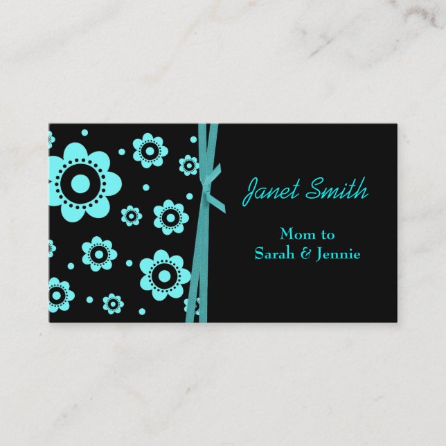 Stylish Black & Aqua Mummy Card (Front)