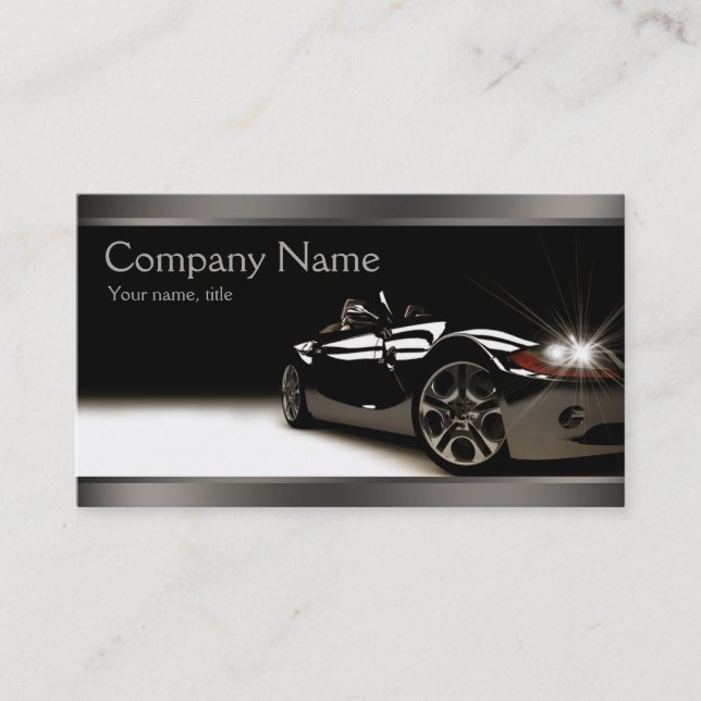 Stylish Black Automotive Business Card (Front)