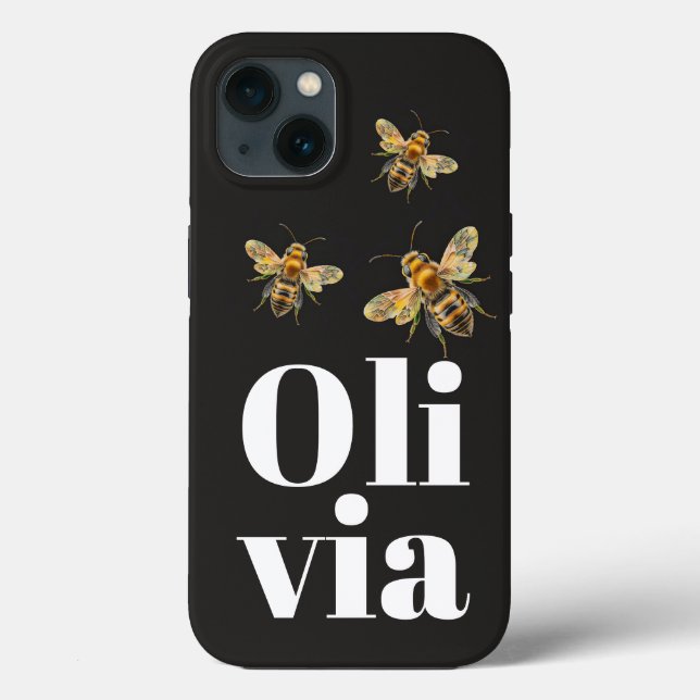 Stylish Black Bee Personalised Name Case-Mate iPhone Case (Back)