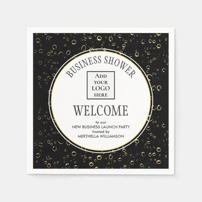 Stylish Black BUSINESS SHOWER Paper Napkin (Front)