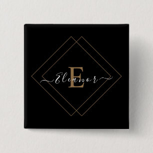 Stylish Black Button with Custom Name Text