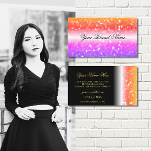 Stylish Black Colourful Sparkling Glitter Modern Business Card