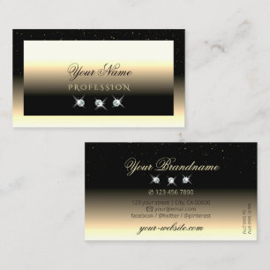 Stylish Black Cream Gold Sparkle Diamonds Luxury Business Card