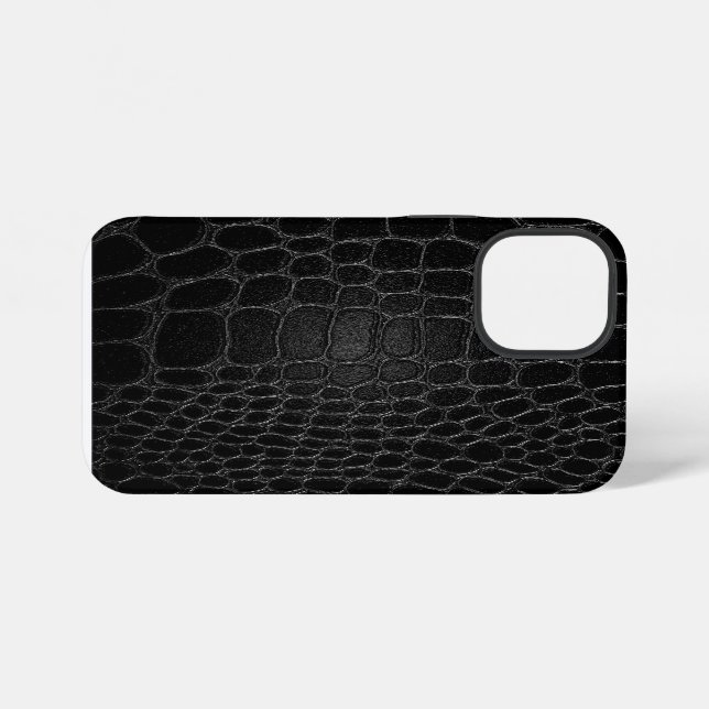 Stylish Black Crocodile iPhone Case (Back Horizontal)