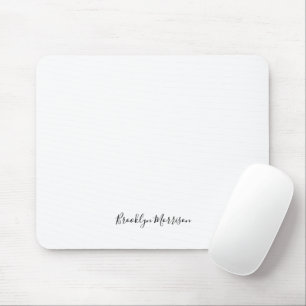 Stylish black custom script name text monogram mouse mat