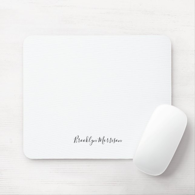 Stylish black custom script name text monogram mouse mat (With Mouse)