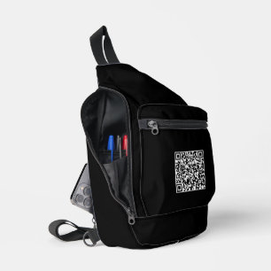 Stylish Black Cut Sew Sling Bag with QR Code