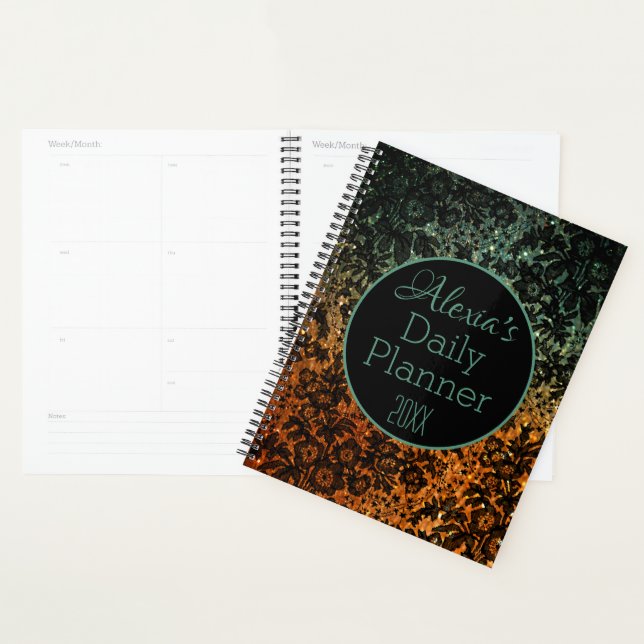 Stylish Black Floral Daily Planner (Display)