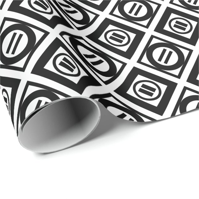 Stylish Black Geometric Pattern on White Wrapping Paper (Roll Corner)