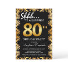 Stylish Black & Gold 80th Surprise Birthday Party