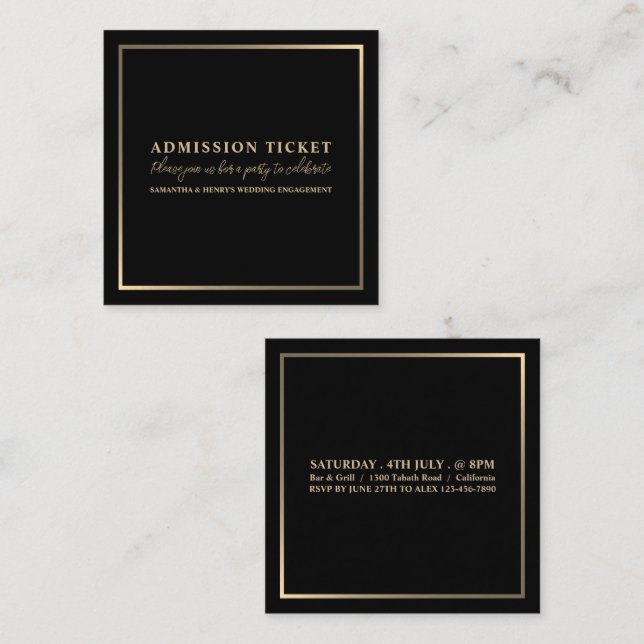 Stylish Black & Gold, Admission Ticket (Front/Back)