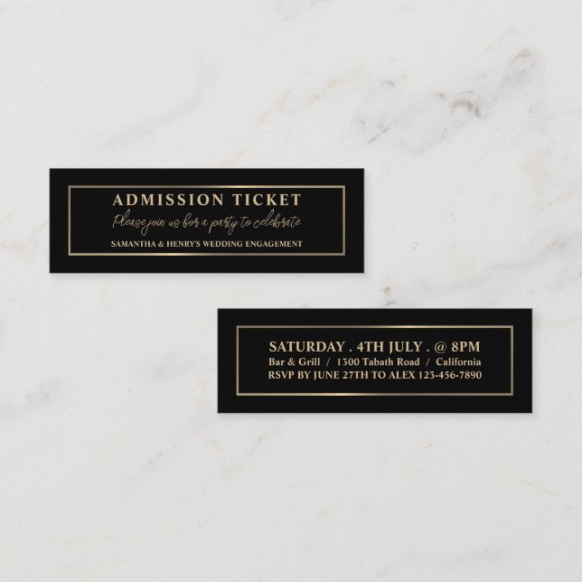 Stylish Black & Gold, Admission Ticket (Front/Back)