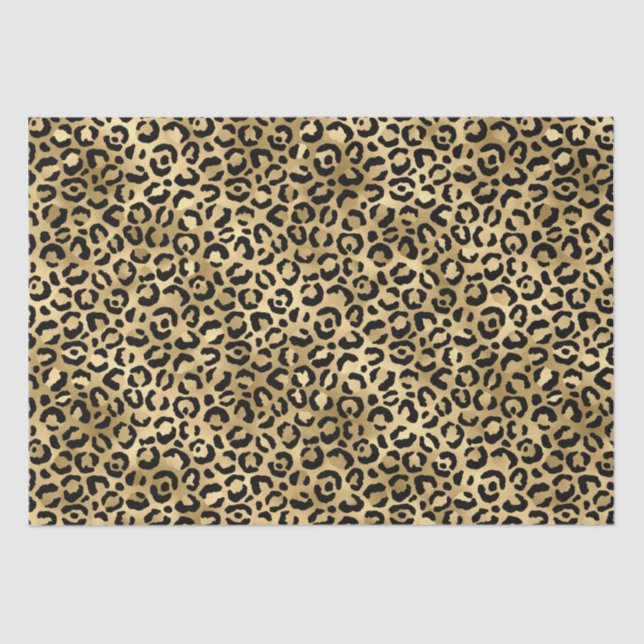 Stylish Black & Gold Foil Leopard Spots Safari Tissue Paper (Front)