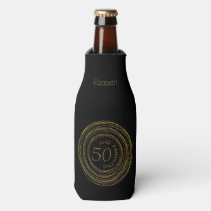 Stylish Black Gold Glitter 50 and fabulous Bottle Cooler