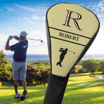 Stylish Black & Gold Golfer Custom Monogram Name  Golf Head Cover<br><div class="desc">Personalised custom 3-colour Monogram and Name for golfers. Gold with black lettering. Sophisticated gift idea for dad or grandpa (husband / significant other). Could also be a perfect holiday or retirement gift idea. if you need any design assistance or a special request, just send us a chat or an email...</div>