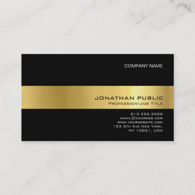 Stylish Black Gold Modern Professional Graphic Business Card (Front)