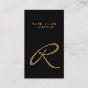 Stylish Black Gold Monogram Business Card