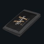 Stylish Black Gold Monogram Girly Chic Script Name Trifold Wallet<br><div class="desc">Stylish Black Gold Monogram Girly Chic Script Name Trifold Wallet.Easily personalise this modern elegant trifold wallet with your custom monogram and name.</div>