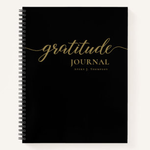 Stylish Black gold Personalized Gratitude Journal