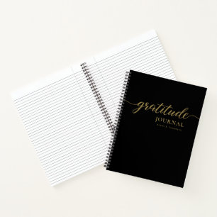Stylish Black gold Personalized Gratitude Journal