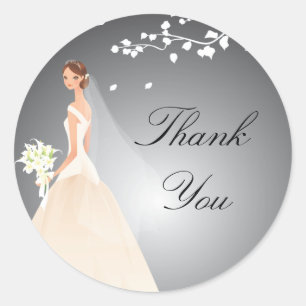 Stylish Black & Grey Bride Bridal Shower Sticker