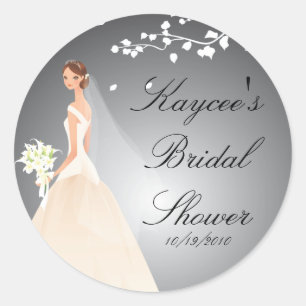 Stylish Black & Grey Bride Bridal Shower Sticker