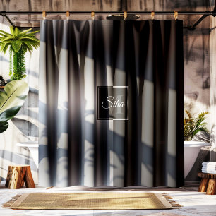 Stylish Black & Grey Geometric Design Shower Curta Curtain