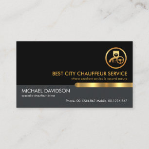 Stylish Black Grey Layer Gold Tab Chauffeur Driver Business Card